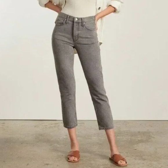 Everlane The 90s Cheeky High Rise Straight Crop Jeans In Grey - Picture 1 of 9